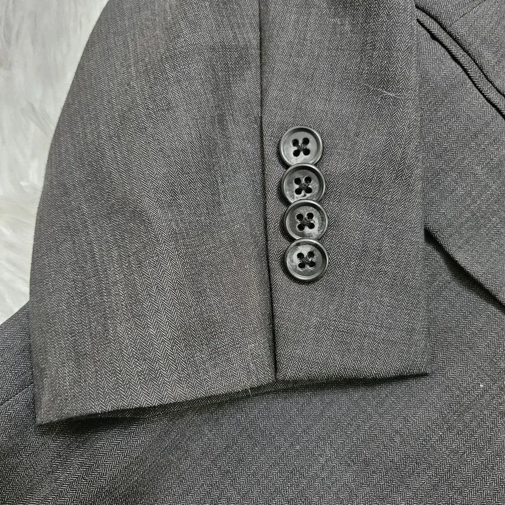 John‎ Varvatos USA Men's Dark Gray 100% Wool Double Button Blazer Jacket Sz 46R